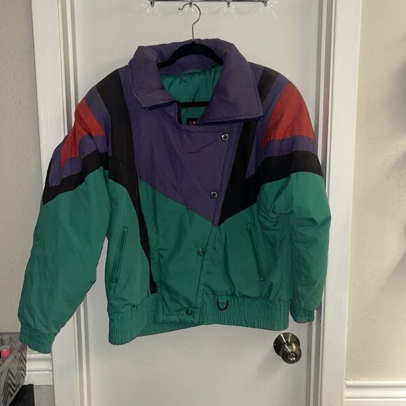 Vintage Andy Johns Multicolor Full Zip Retro 80s 90s Winter Ski Jacket Medium - Picture 2 of 8